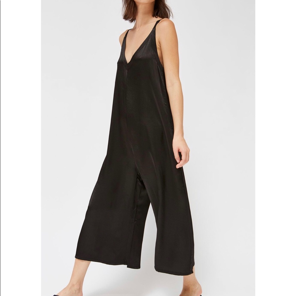 LACAUSA black satin “Santi” jumpsuit